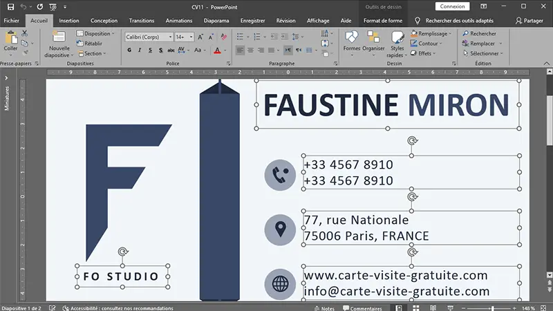 modifier sur powerpoint