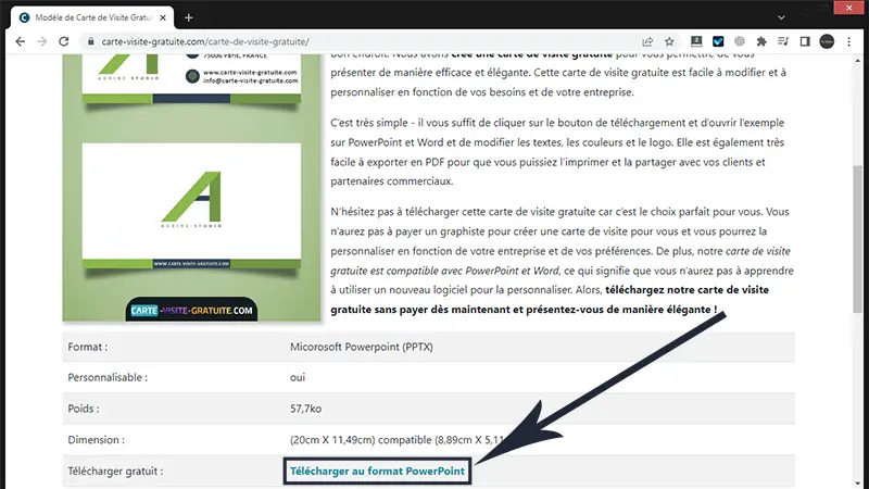 télécharger carte visite
